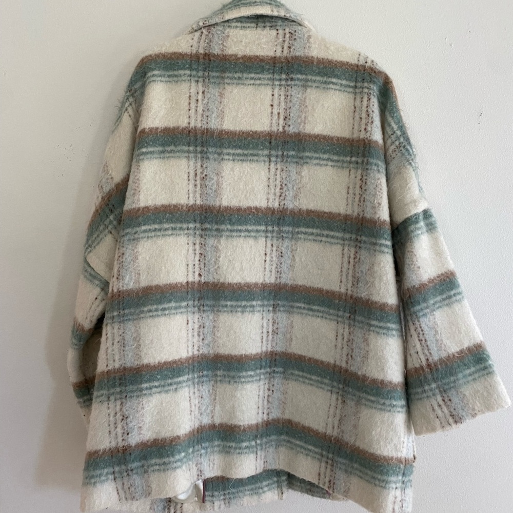 Anthropologie Cream and Blue Plaid Jacket - Picture 2 of 6